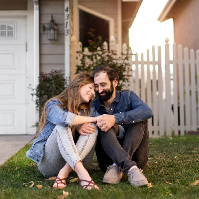 Homeowner Couple in yard after selling their property