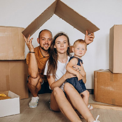 Homeowner family celebrating after selling their property